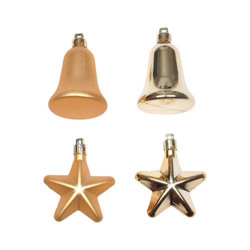 Set De 4 Decorations De Noel Cloches Et Etoiles Dore