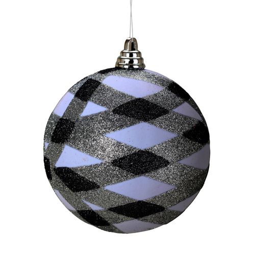 1 Boule Blanche Argent Et Noir De Noel