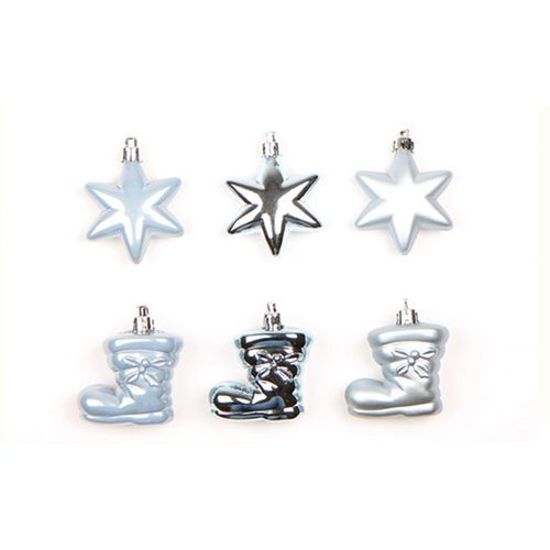 6 Boules De Sapin De Noel Botte Bleu Ciel