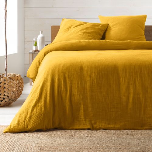Housse De Couette + 2 Taies Double Gaze De Coton Angeliase 240x260cm Jaune
