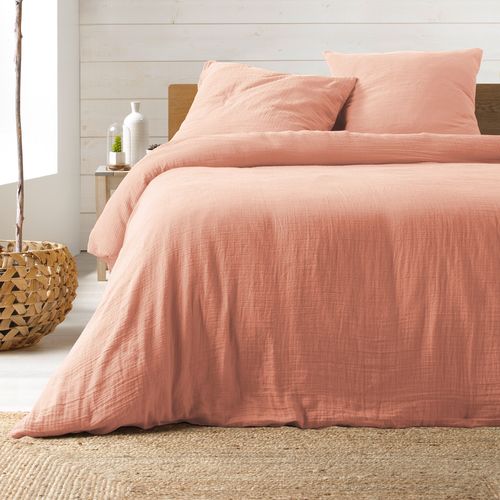 Housse De Couette + 2 Taies Double Gaze De Coton Angeliase 220x240cm Rose
