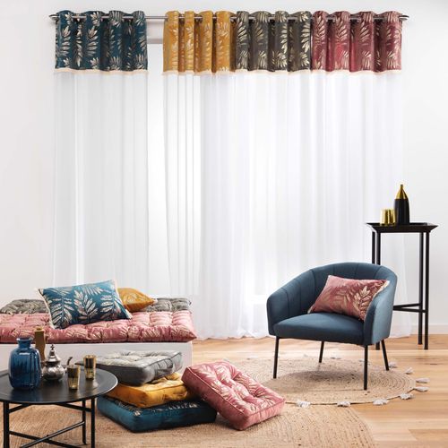 Rideau à Oeillets Voilage 140x240cm Tropical Adelore Jaune