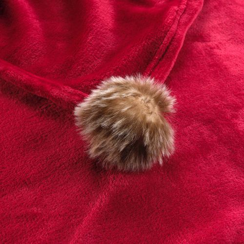 Plaid Pompons 125x150cm Snowy Rouge