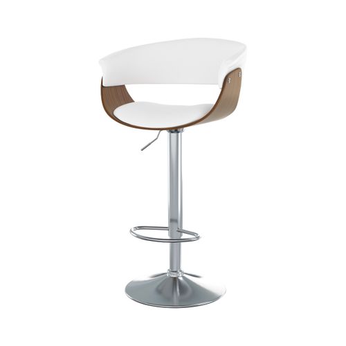 Chaise De Bar Réglable Et Pivotante 59/81 Cm En Cuir Synthétique Blanc - Basile