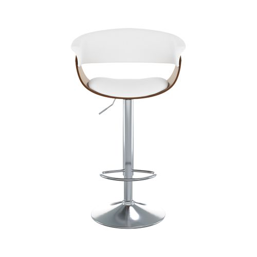 Chaise De Bar Réglable Et Pivotante 59/81 Cm En Cuir Synthétique Blanc - Basile