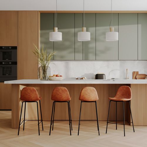 Lot De 2 Chaises Pour Îlot Central 65 Cm En Cuir Synthétique Camel - Henrik