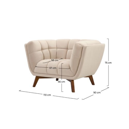 Fauteuil En Velours Beige - Mona