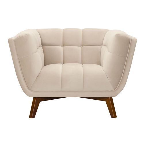 Fauteuil En Velours Beige - Mona