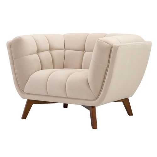 Fauteuil En Velours Beige - Mona