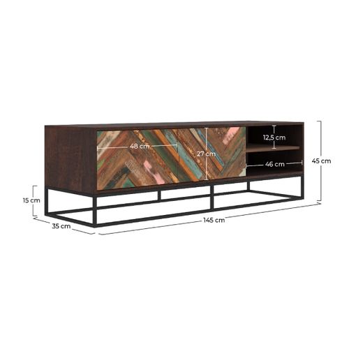 Meuble TV En Bois D'acacia Et Bois Recyclé 145 Cm - Krabi