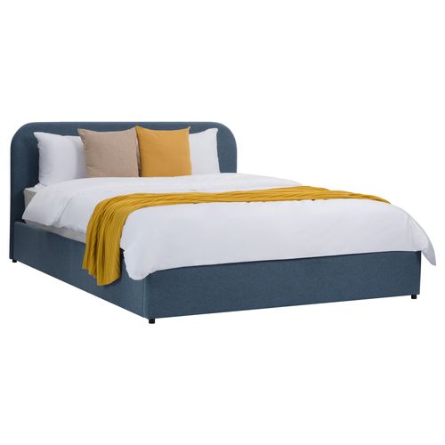 Lit Double Avec Coffre 140x190 Cm En Tissu Bleu - Tilly