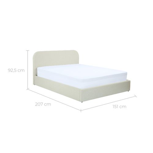 Lit Double Avec Coffre 140x190 Cm En Tissu Gris/beige - Tilly