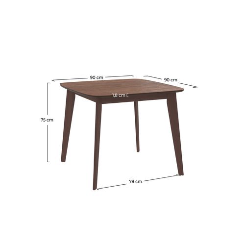 Table Carrée 4 Personnes En Bois Foncé Finition Noyer 90 Cm - Julio