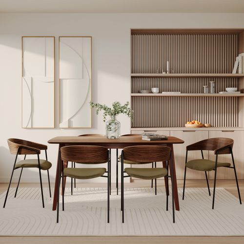 Table Rectangulaire 6 Personnes En Bois Foncé 150 Cm - Oman