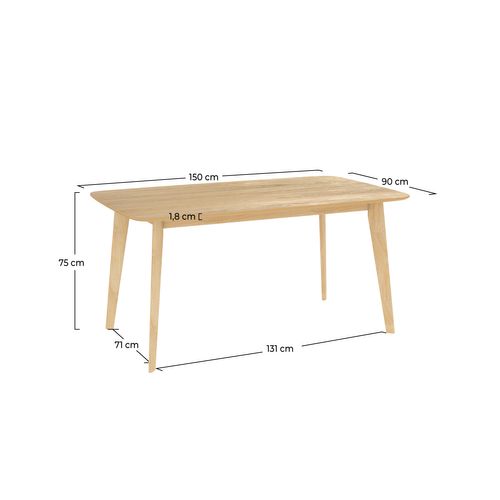 Table Rectangulaire 6 Personnes En Bois Clair 150 Cm - Oman