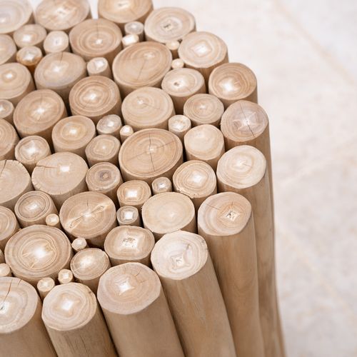 Table D'appoint De Jardin Ronde  En Rondins De Teck D30 Cm - Imani