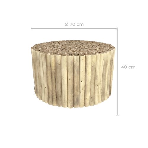 Table Basse De Jardin Ronde En Rondins De Teck D70 Cm - Imani