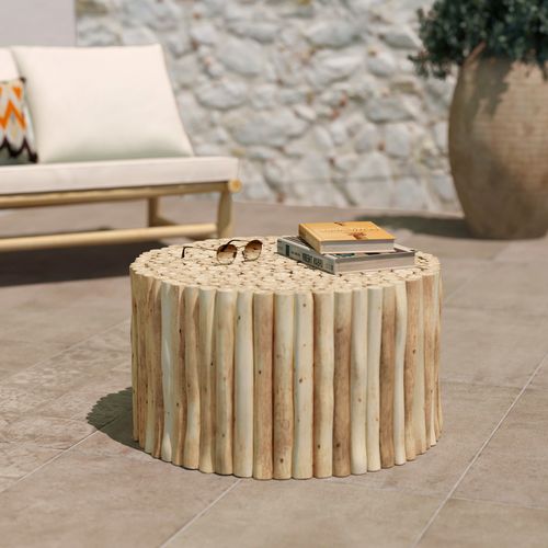 Table Basse De Jardin Ronde En Rondins De Teck D70 Cm - Imani