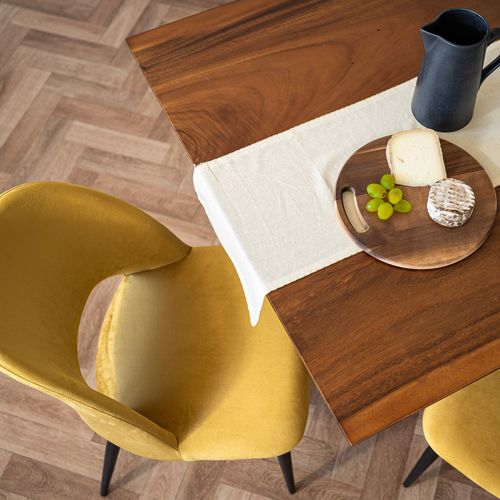 Lot De 2 Chaises En Velours Jaune Et Pieds En Métal Noir - Pénélope