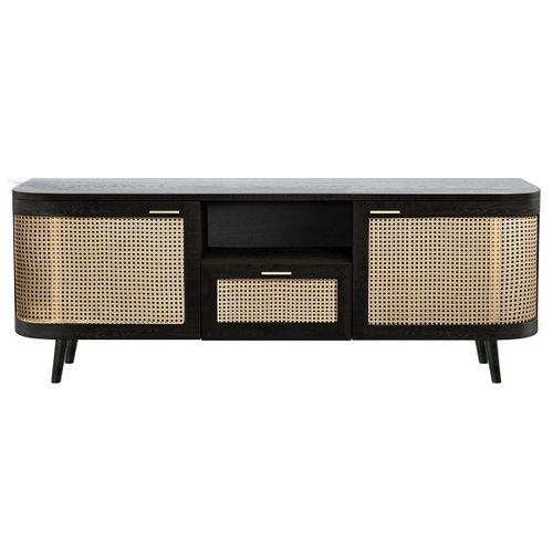 Meuble TV En Bois De Manguier Et Cannage 145 Cm - Wendy