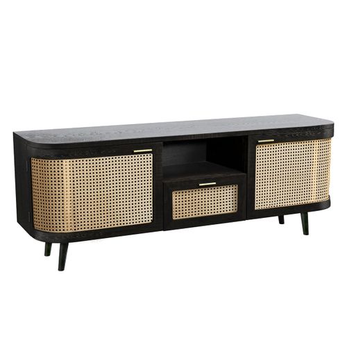 Meuble TV En Bois De Manguier Et Cannage 145 Cm - Wendy