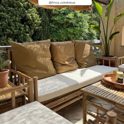 Canapé De Jardin 3 Places En Bambou Naturel - Vadella