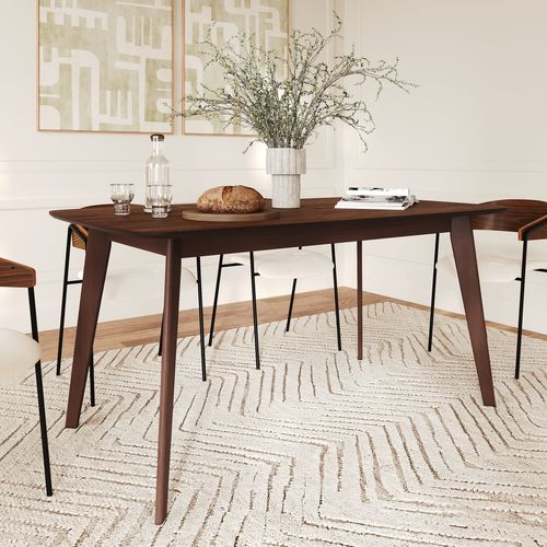 Table Rectangulaire 4/6 Personnes Extensible En Bois Foncé 150/180 Cm - Oman