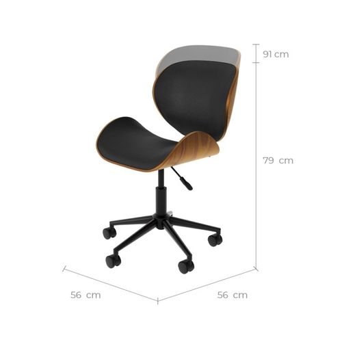 Chaise De Bureau Pivotante En Cuir Synthétique Noir 79-91cm - Baudoin