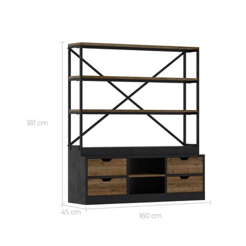 Bibliothèque 160 Cm En Bois Et Métal - Goa