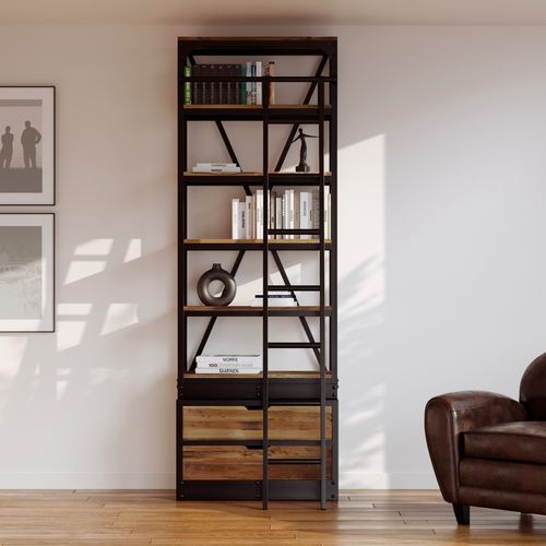 Petite Bibliothèque 86 Cm En Bois Et Métal - Kasi