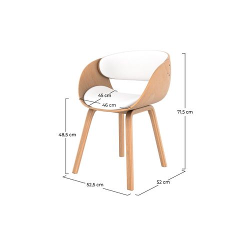 Chaise En Bois Clair Et Pu Blanc - Adelmar