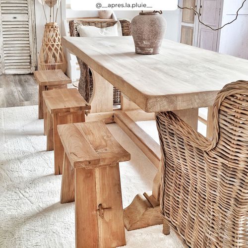 Tabouret En Bois De Teck Recyclé - Eka