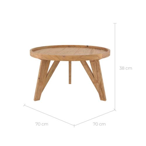 Table Basse Ronde En Bois De Teck Recyclé D70 Cm - Oly