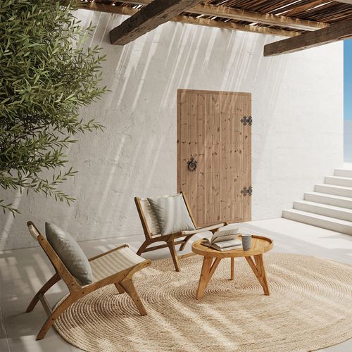 Table Basse Ronde En Bois De Teck Recyclé D70 Cm - Oly