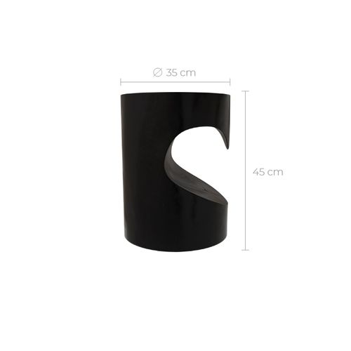 Table D'appoint Noire En Bois De Suar D35 Cm - Chowi