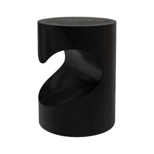 Table D'appoint Noire En Bois De Suar D35 Cm - Chowi