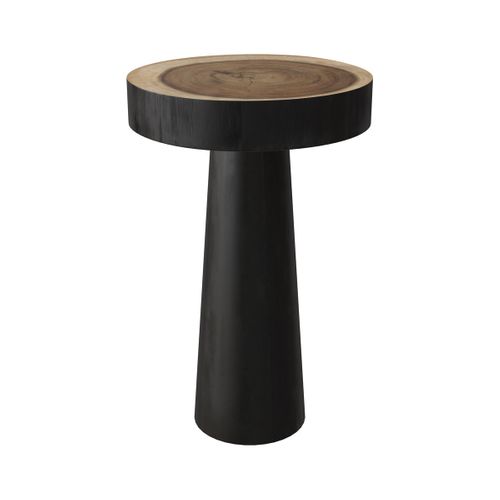 Table D'appoint Ronde Noire En Bois De Suar D35 Cm - Janah