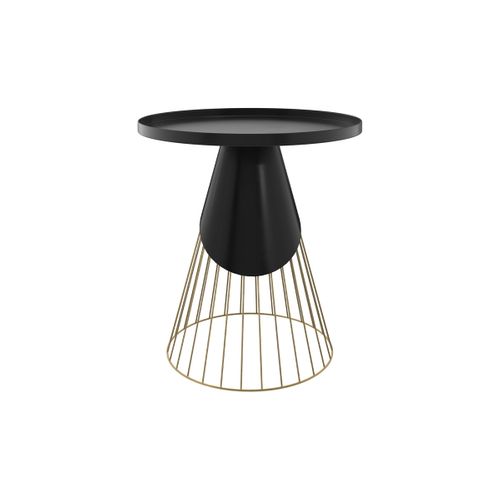 Table D'appoint Ronde En Métal Noir Et Laiton D45 Cm - Corry