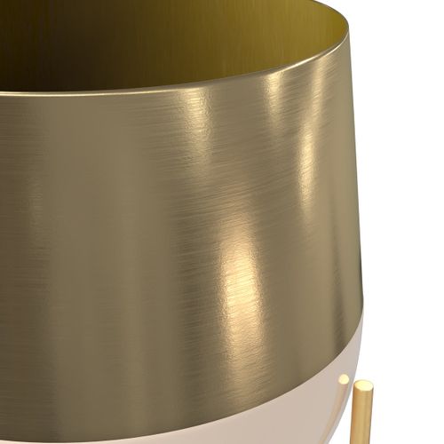 Cache-pot En Métal Rose Clair Et Laiton - Moose