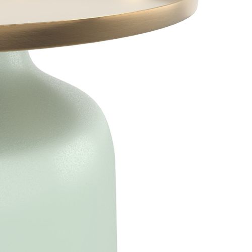 Table D'appoint Ronde En Métal Vert D'eau Et Laiton D44,5 Cm - Lyne