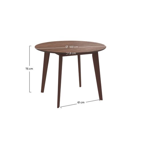 Table Ronde Réno 100 Cm En Bois Foncé