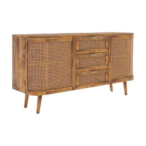 Buffet 2 Portes Et 3 Tiroirs En Cannage - Wava