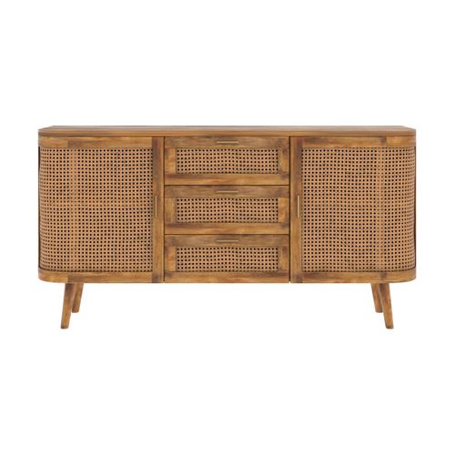 Buffet 2 Portes Et 3 Tiroirs En Cannage - Wava