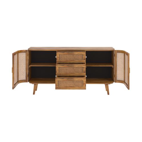 Buffet 2 Portes Et 3 Tiroirs En Cannage - Wava