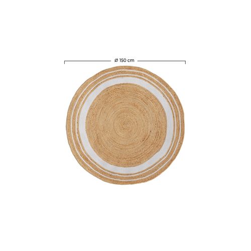 Tapis Rond En Jute Naturel Et Blanc D150 Cm - Anaïs