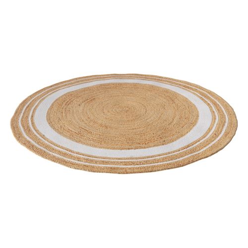 Tapis Rond En Jute Naturel Et Blanc D150 Cm - Anaïs