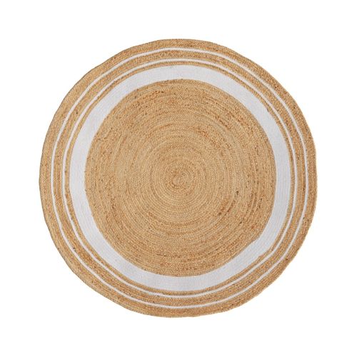 Tapis Rond En Jute Naturel Et Blanc D150 Cm - Anaïs