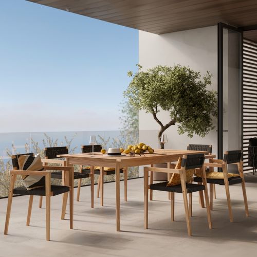 Ensemble Table Et 6 Chaises De Jardin En Bois De Teck - Tunga