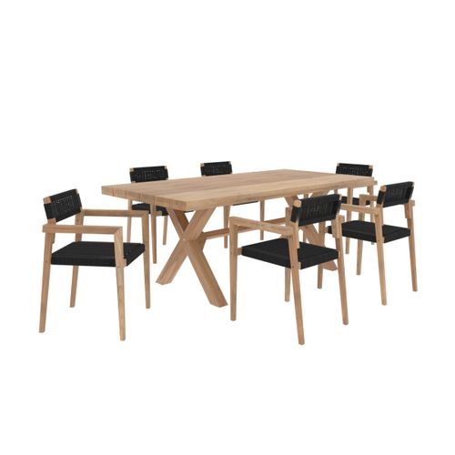 Ensemble Table Et 6 Chaises De Jardin En Bois De Teck - Suri