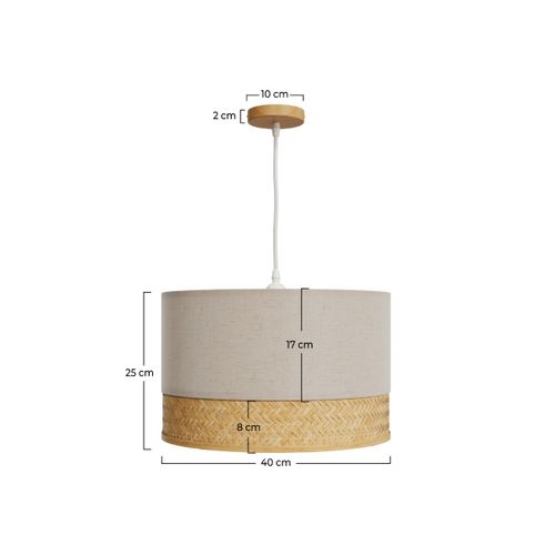 Suspension En Bambou Naturel, Papier Et Métal D40 Cm - Baikal